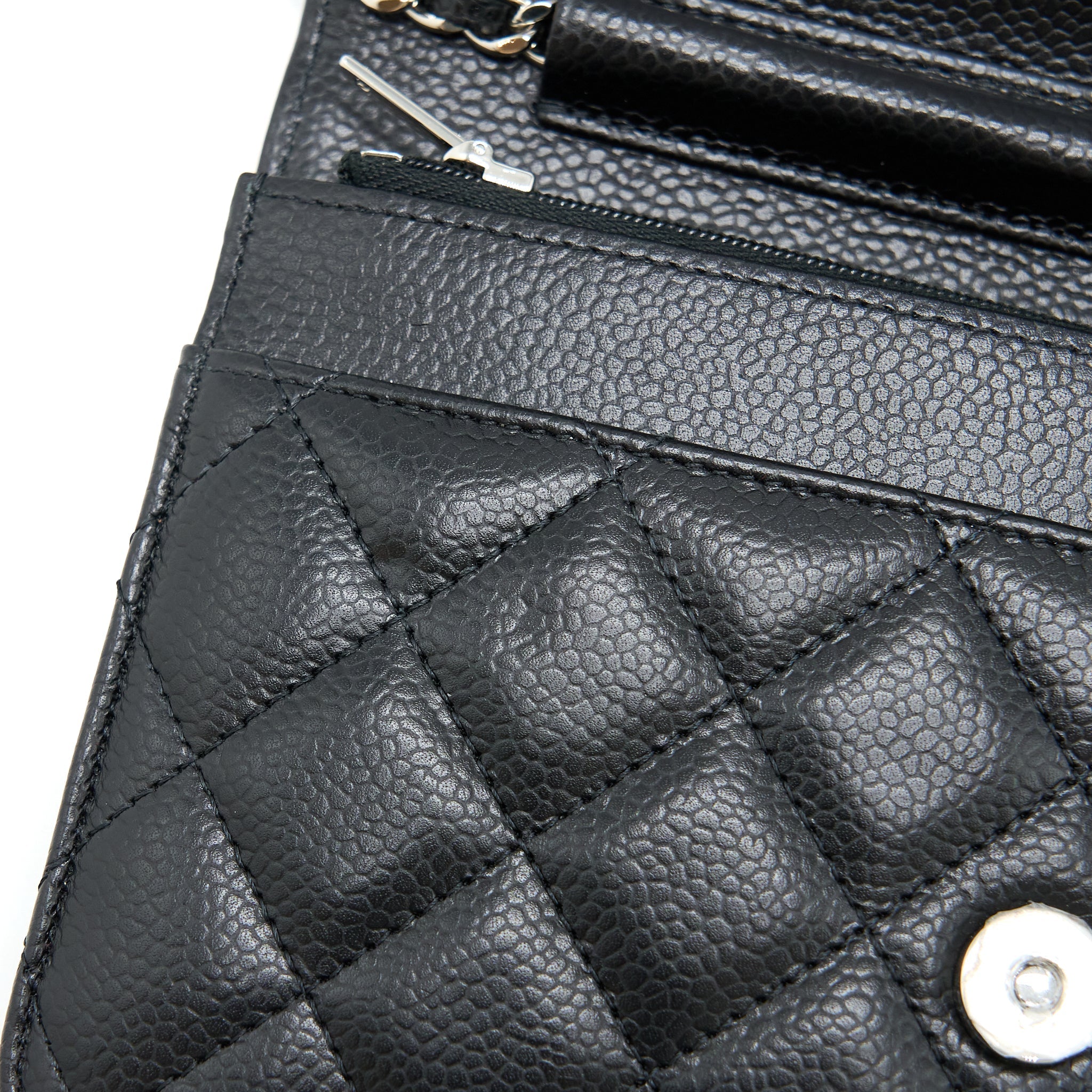 CHANEL CLASSIC WALLET ON CHAIN CAVIAR BLACK SHW (MICROCHIP)