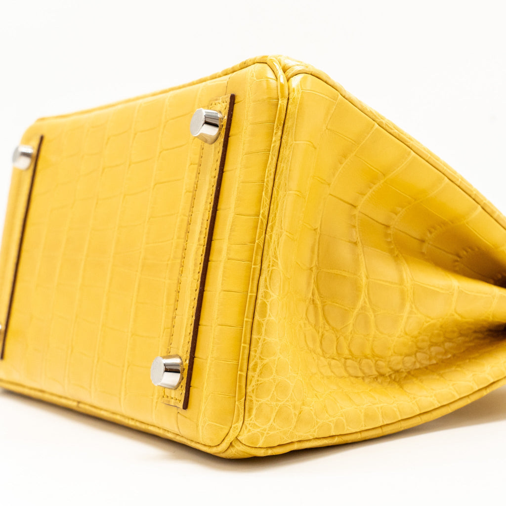 HERMES BIRKIN 25 ALLIGATOR MISSISSIPPIENSIS MAT 9D JAUNE AMBRE SHW