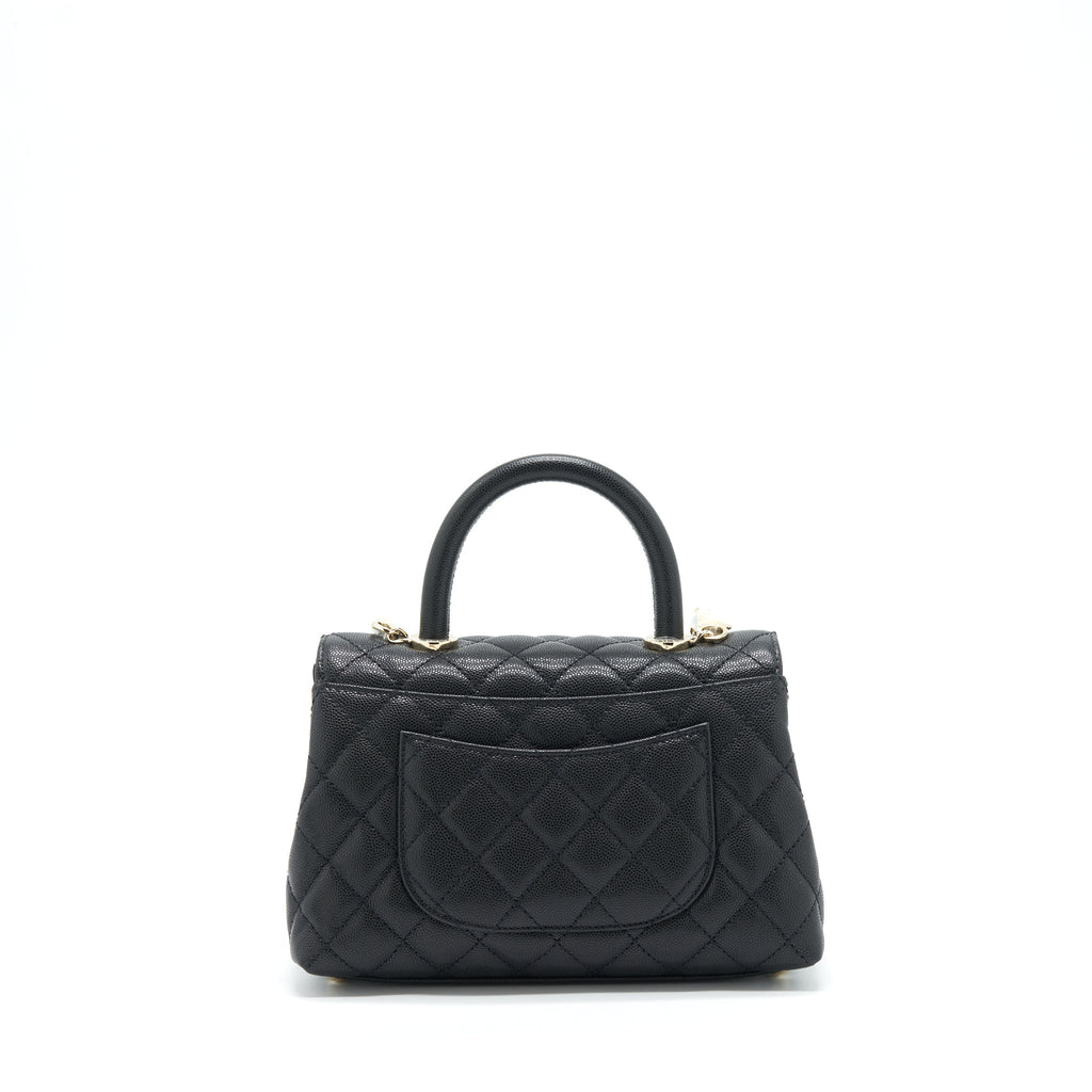 CHANEL 22P SMALL COCO HANDLE CAVIAR BLACK LGHW (MICROCHIP)
