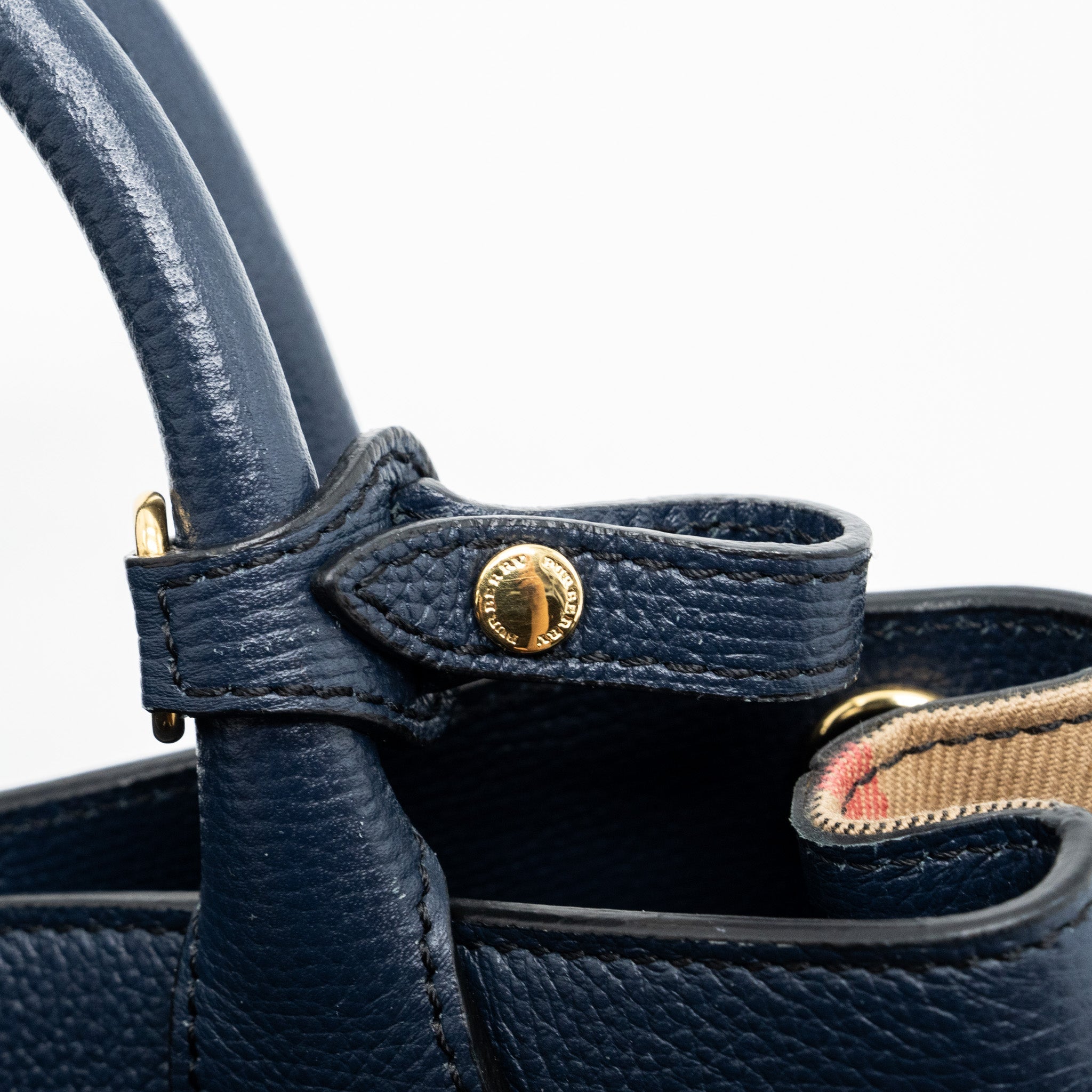 BURBERRY HOUSE CHECK BANNER TOTE BAG CALFSKIN NAVY/MULTICOLOURED GHW