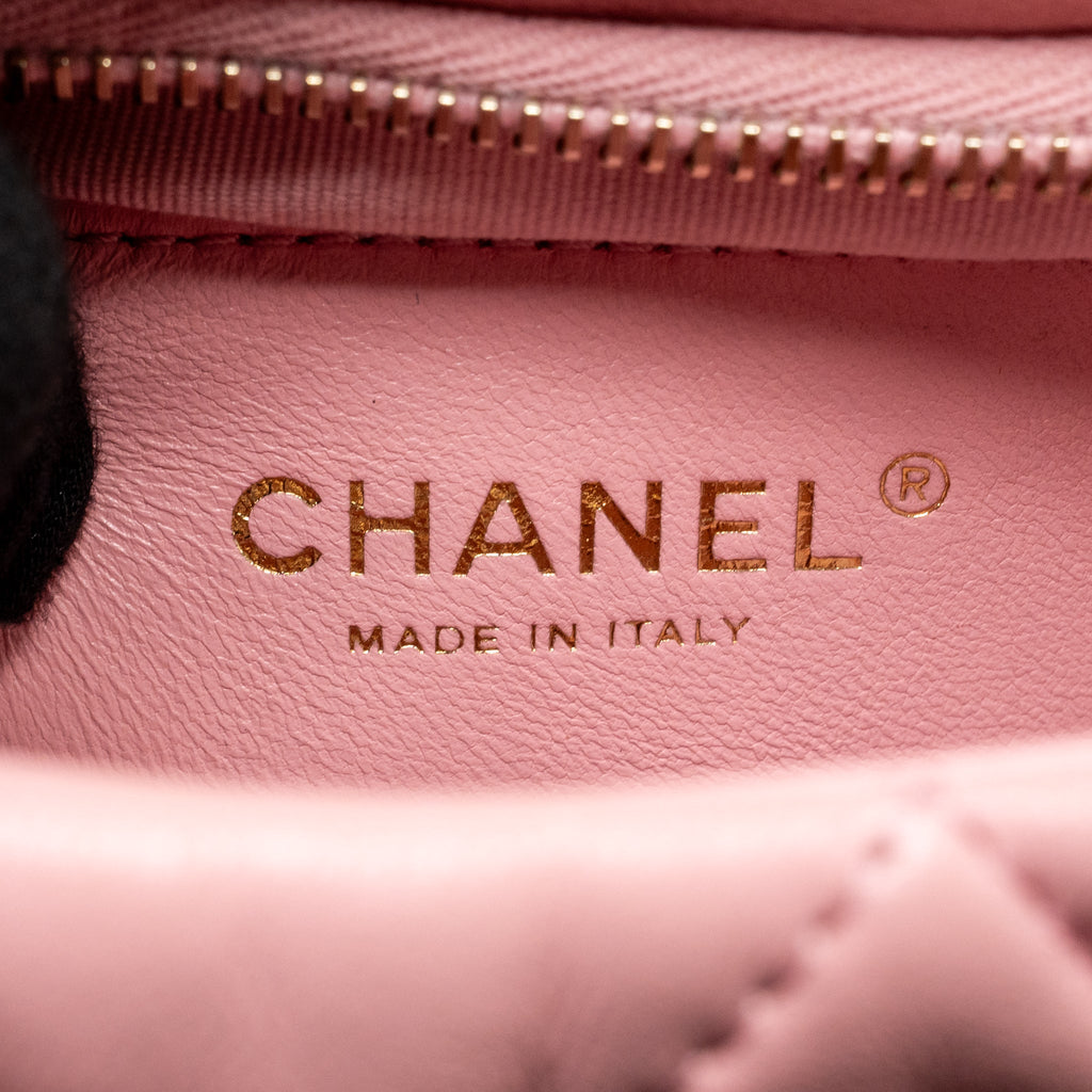 CHANEL 22K HOBO BAG WITH LOGO CHAIN LAMBSKIN PINK GHW (MICROCHIP)