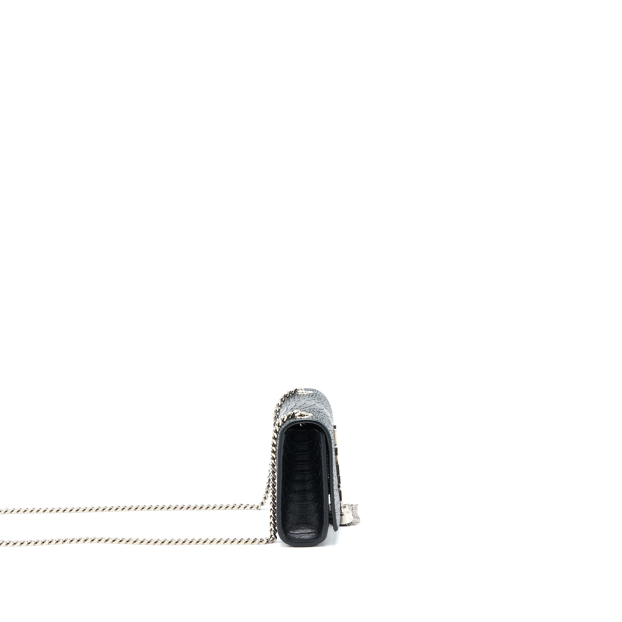 SAINT LAURENT SMALL KATE PYTHON EMBOSSED CALFSKIN BLACK SHW