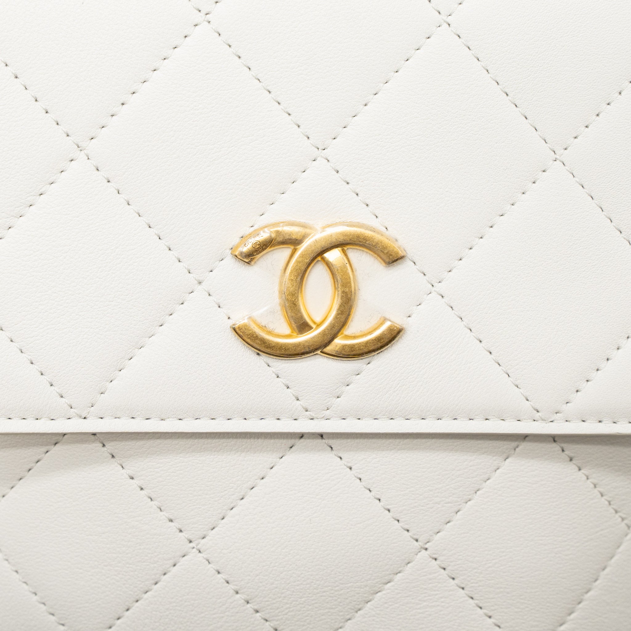 CHANEL CROSSBODY SQUARE FLAP BAG LAMBSKIN WHITE BRUSHED GHW