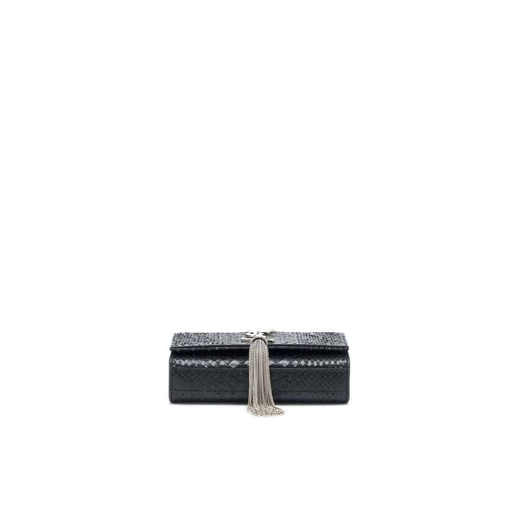 SAINT LAURENT SMALL KATE PYTHON EMBOSSED CALFSKIN BLACK SHW
