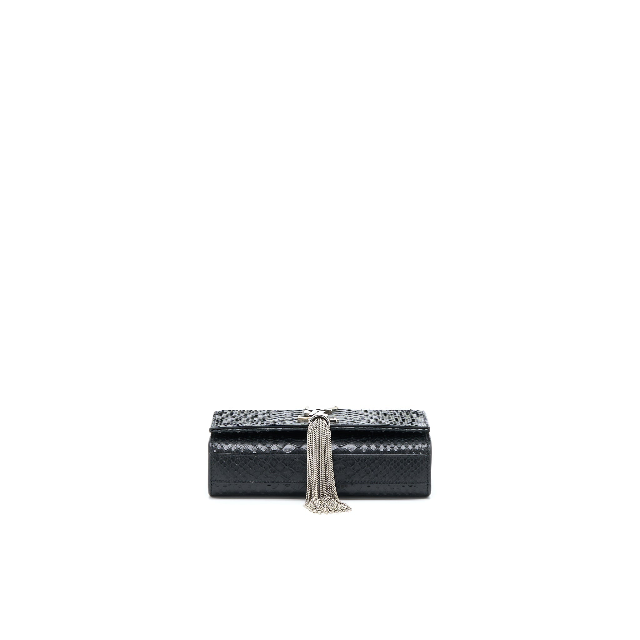 SAINT LAURENT SMALL KATE PYTHON EMBOSSED CALFSKIN BLACK SHW