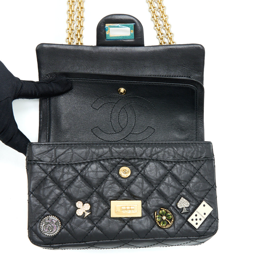 CHANEL MINI 2.55 REISSUE FLAP BAG LUCKY CHARMS CASINO LIMITED AGED CALFSKIN WITH GHW