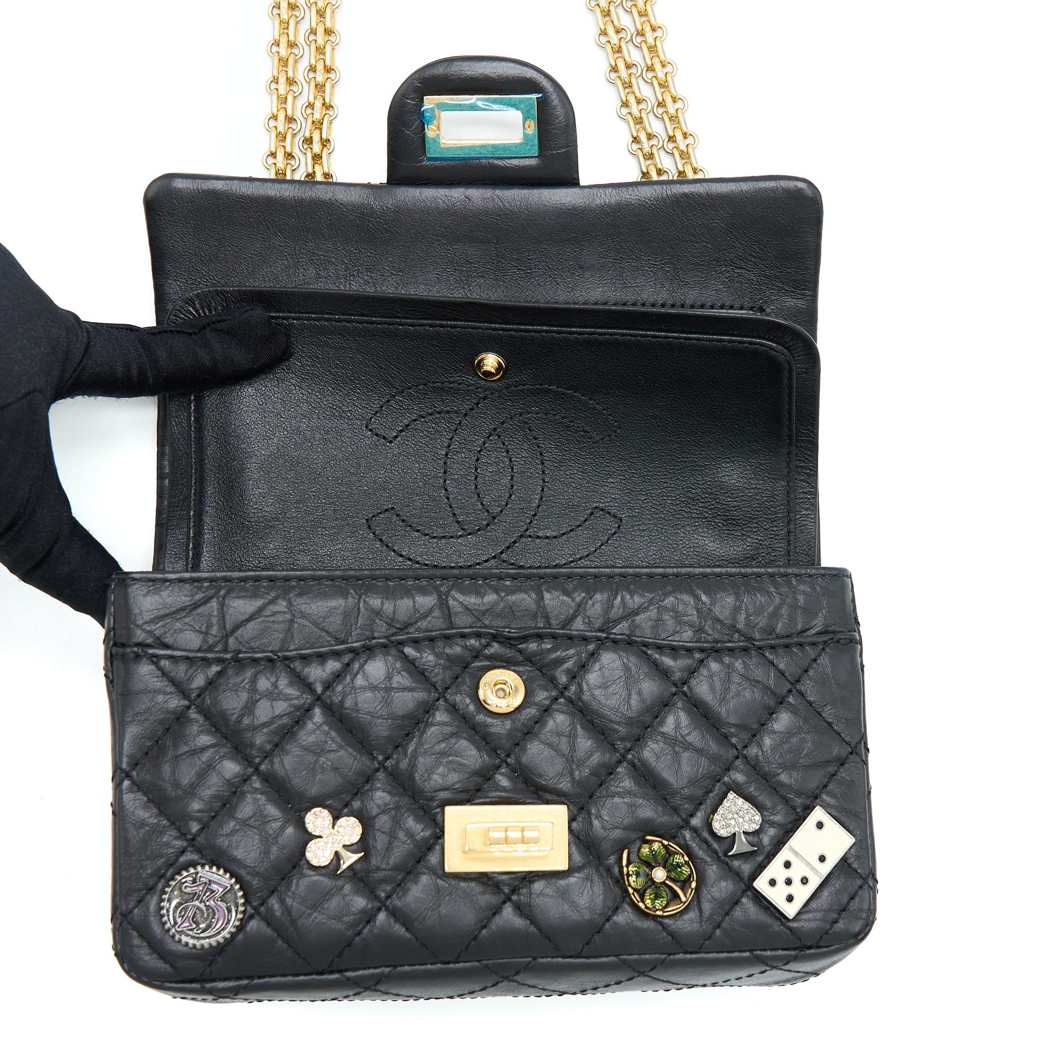 CHANEL MINI 2.55 REISSUE FLAP BAG LUCKY CHARMS CASINO LIMITED AGED CALFSKIN WITH GHW