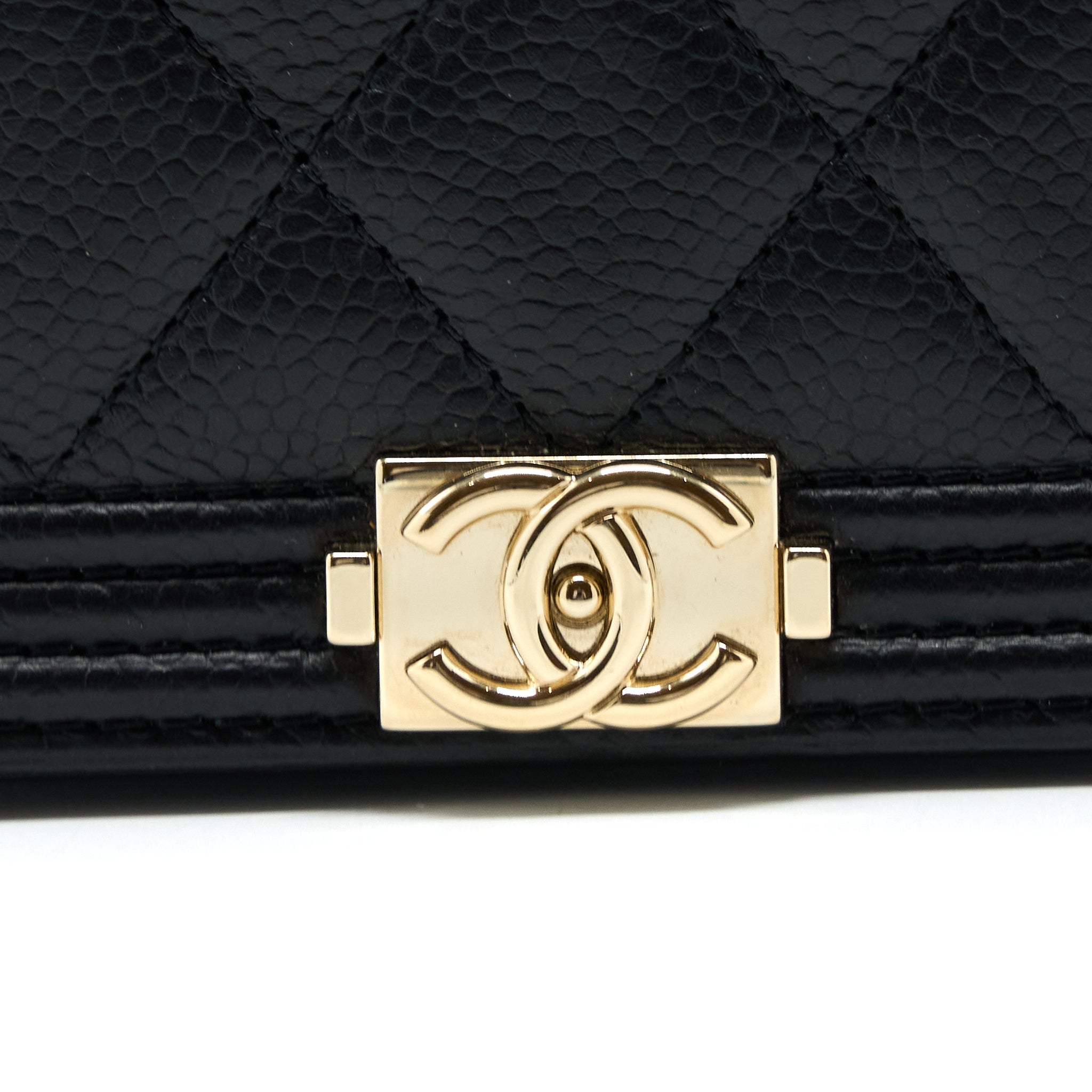 CHANEL BOY WALLET ON CHAIN CAVIAR BLACK LGHW
