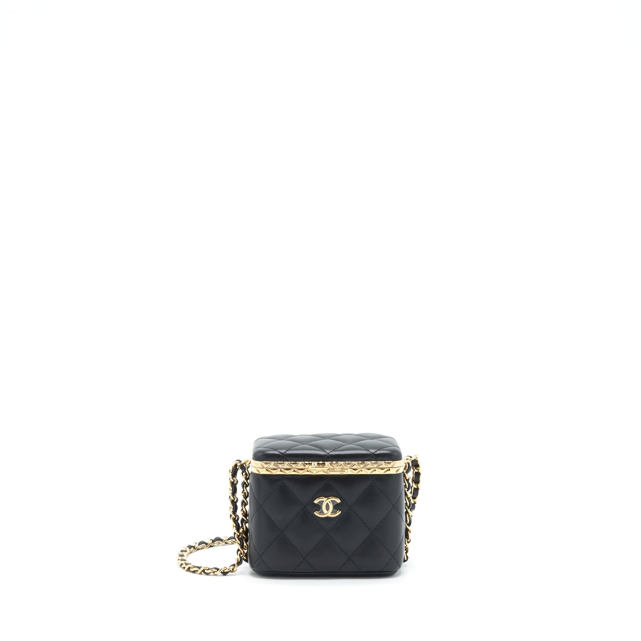 CHANEL 22S SMALL CLIC FLAP VANITY WITH CHAIN LAMBSKIN BLACK LGHW