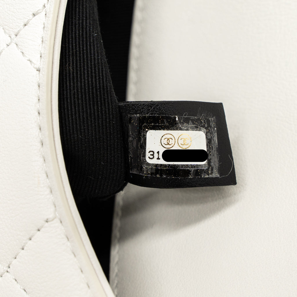 CHANEL CROSSBODY SQUARE FLAP BAG LAMBSKIN WHITE BRUSHED GHW