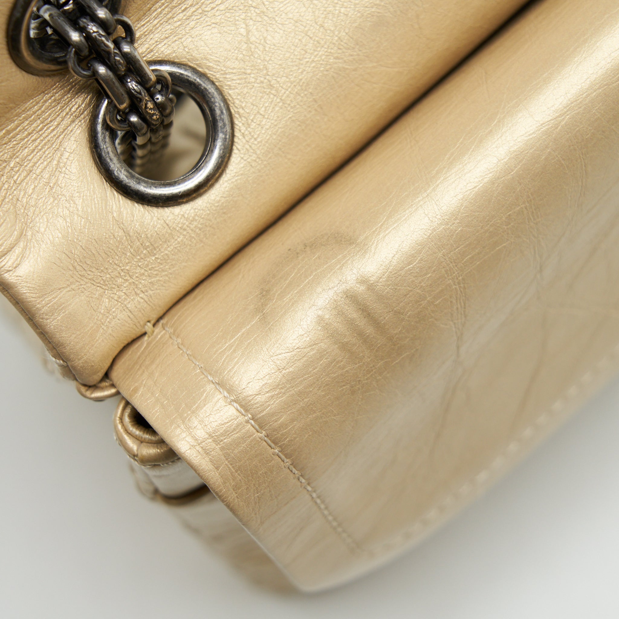 CHANEL 2.55 REISSUE 226 DOUBLE FLAP BAG RUTHENIUM HARDWARE
