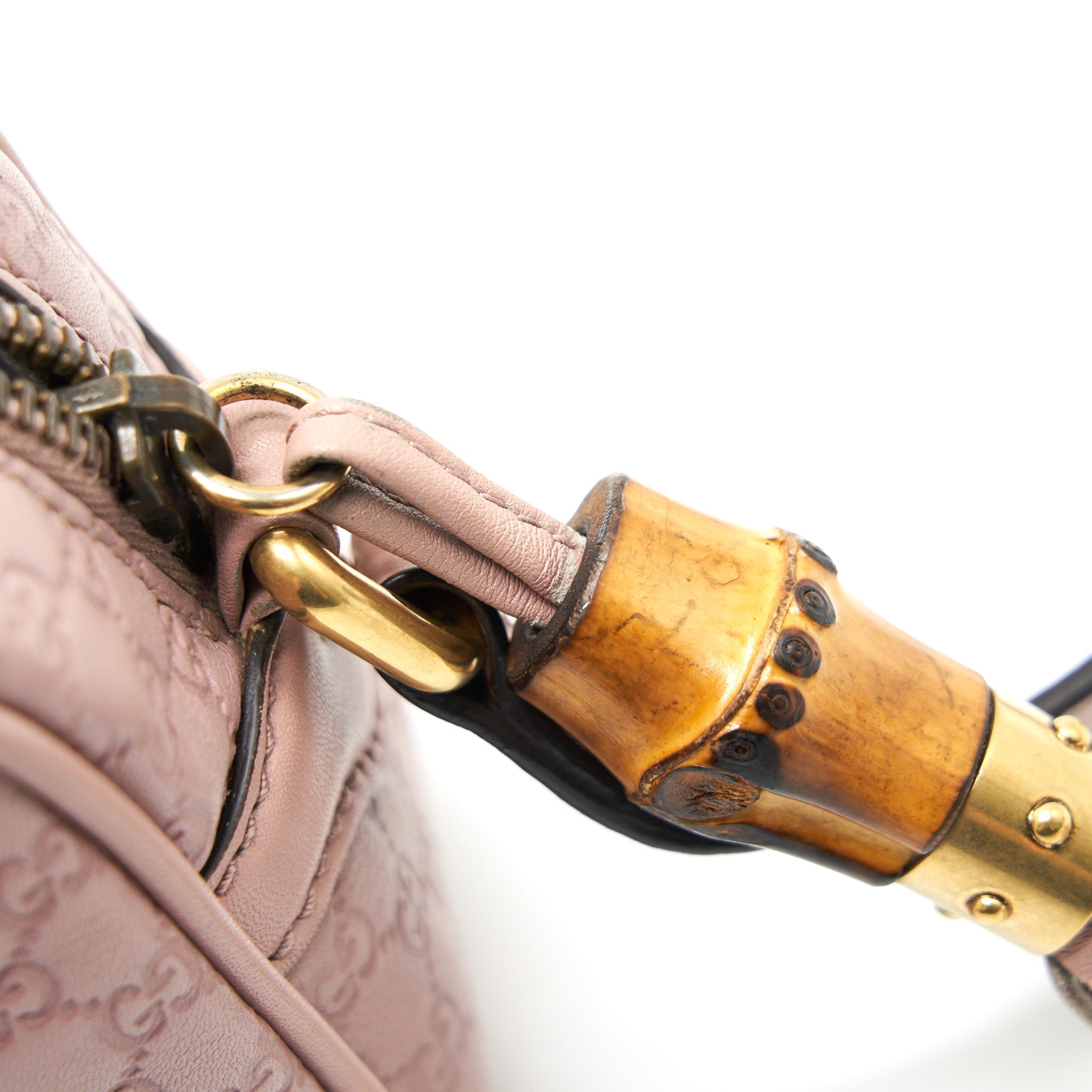 GUCCI CALF SKIN LEATHER BAMBOO CAMERA BAG