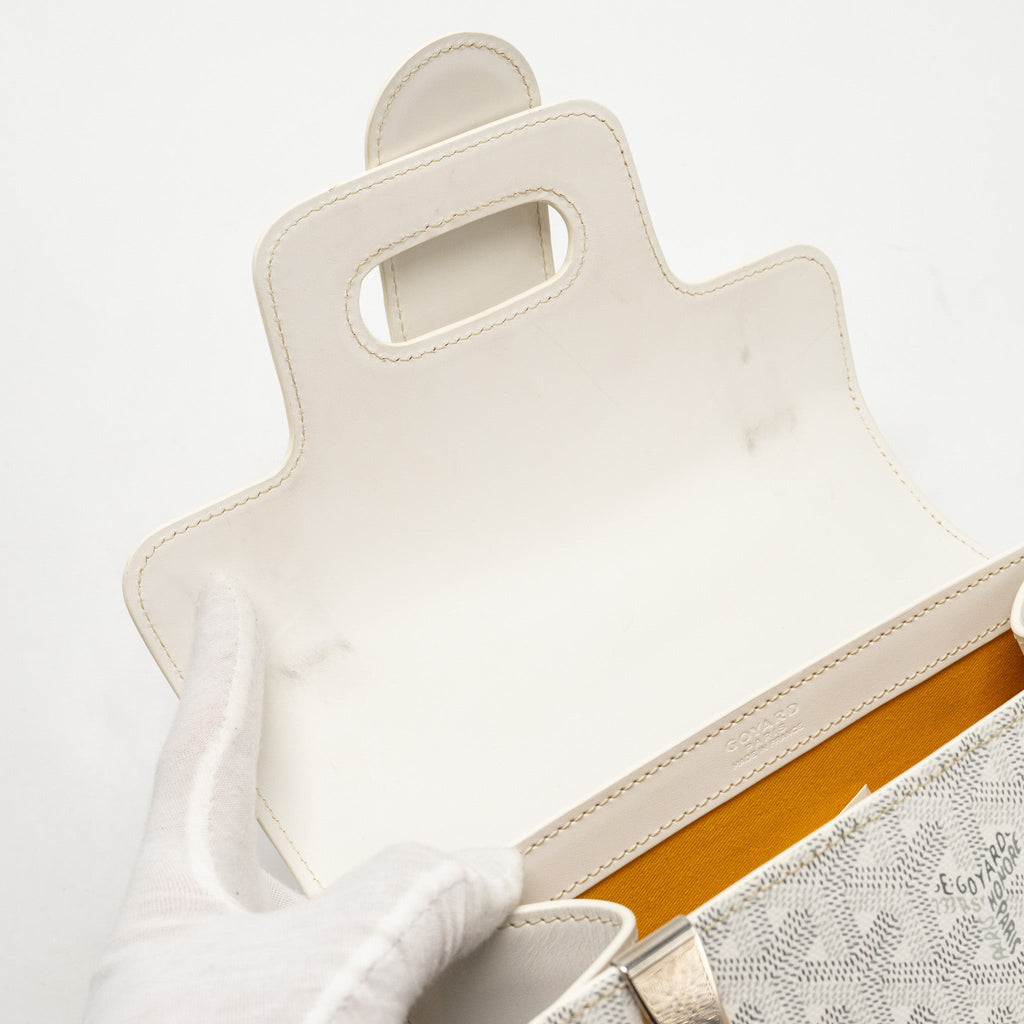 GOYARD STRUCTURED SAIGON PM CALFSKIN / CANVAS WHITE SHW