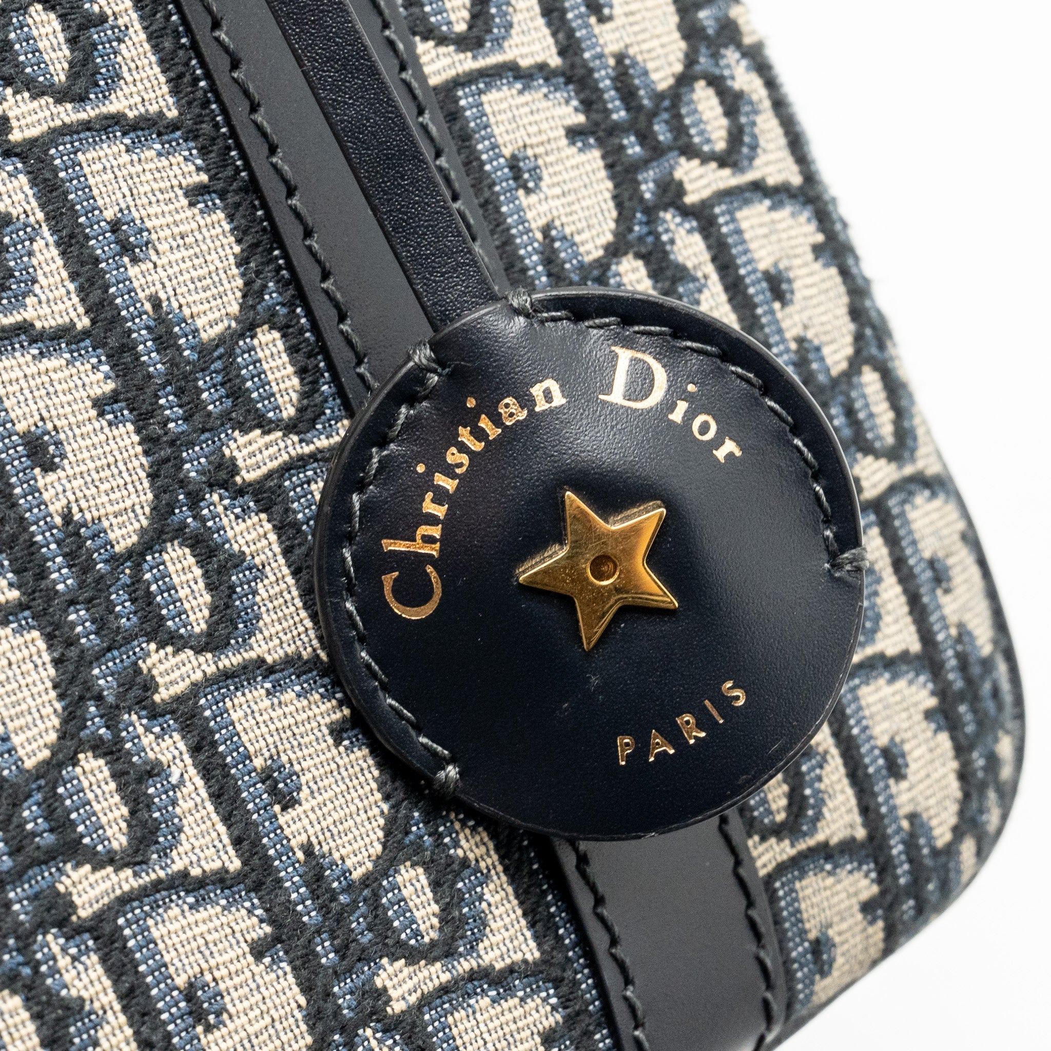 DIOR MEDIUM BOWLING BAG DIOR OBLIQUE CANVAS BLUE GHW