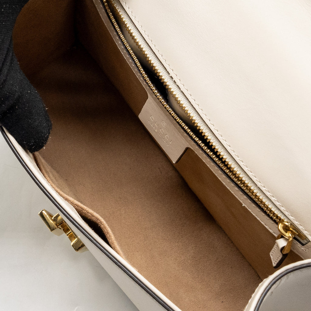 GUCCI MEDIUM SYLVIE BAG CALFSKIN WHITE GHW