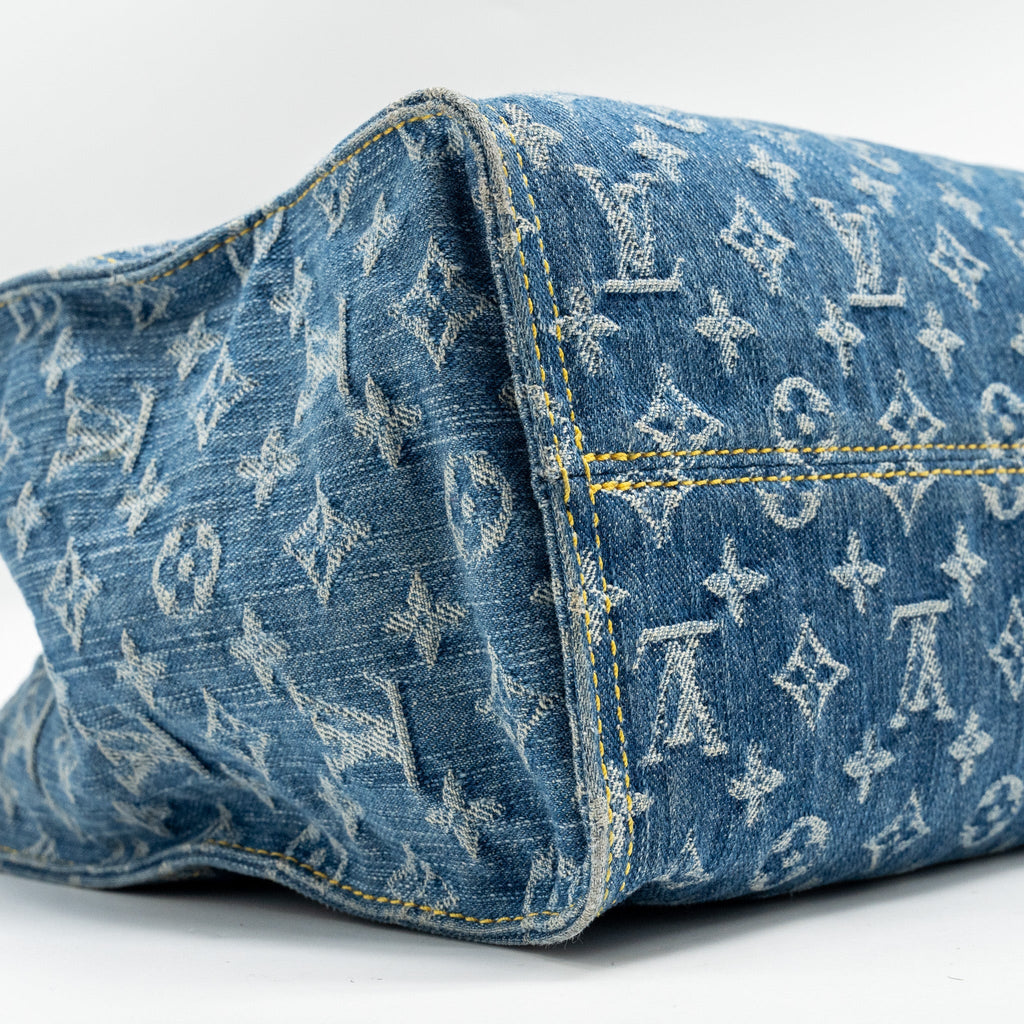 LOUIS VUITTON ONTHEGO MM REMIX MONOGRAM DENIM BLUE GHW