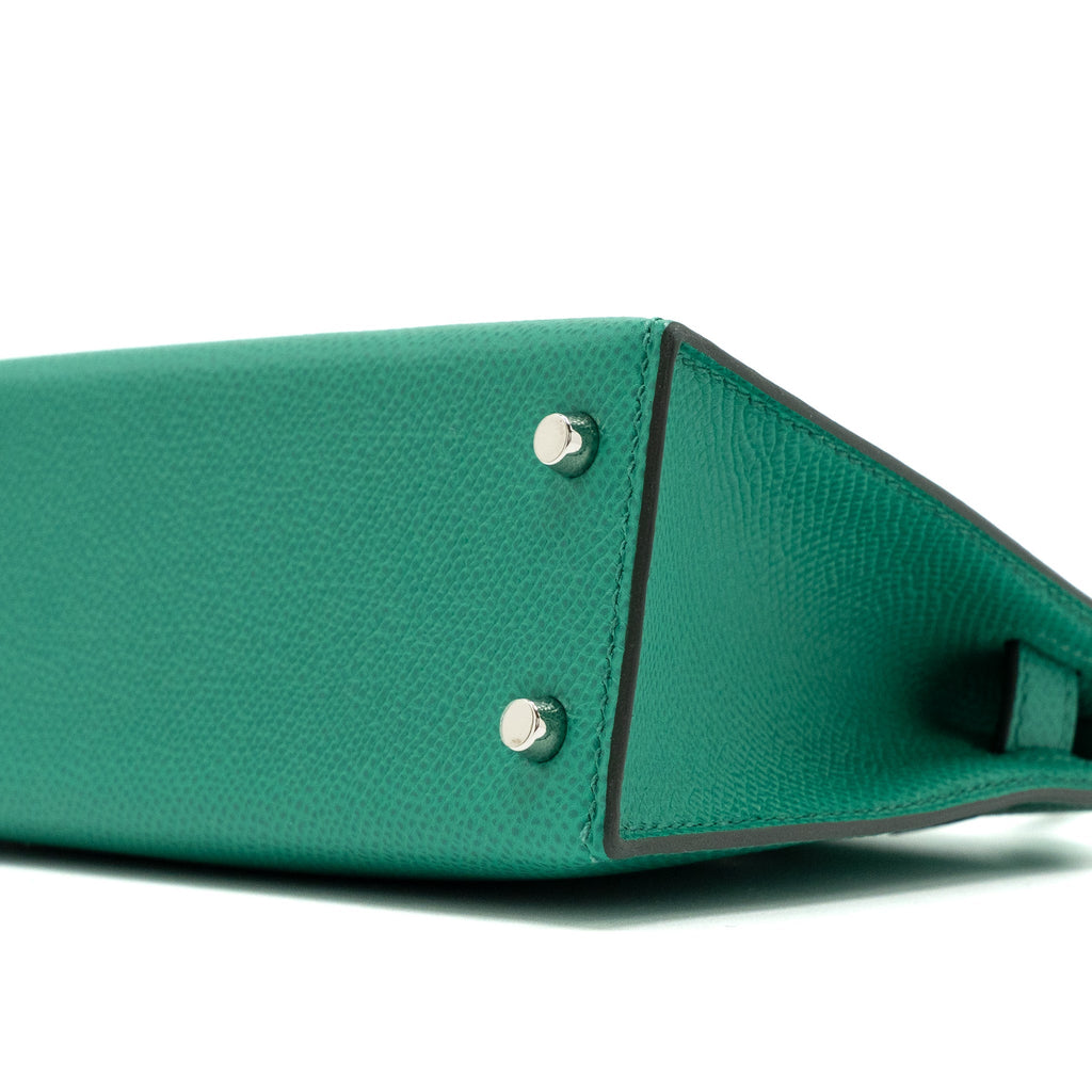 HERMES MINI KELLY EPSOM WOOLY STRAP VERT JADE/ BLUE PARADIS-SAPHIR SHW