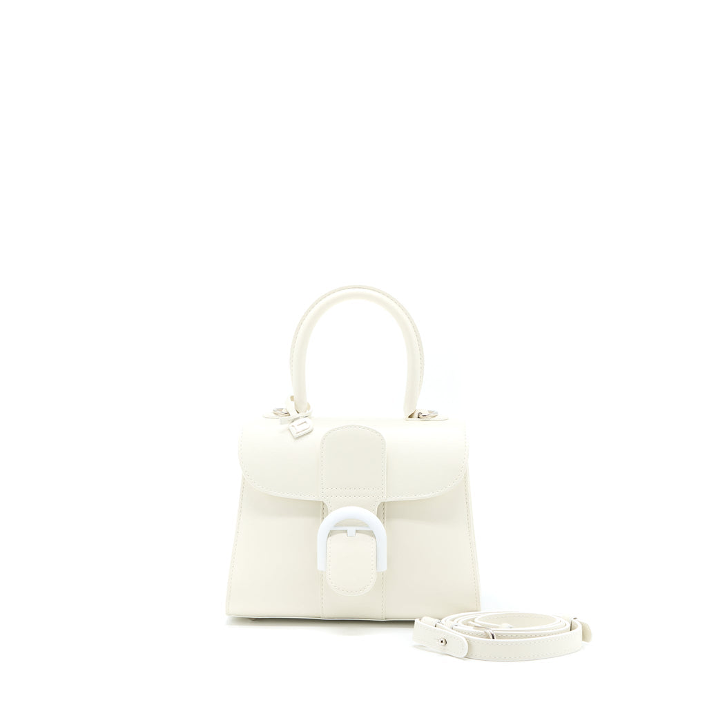 DELVAUX MINI BRILLIANT HANDBAG CALFSKIN WHITE WITH WHITE/SILVER HARDWARE