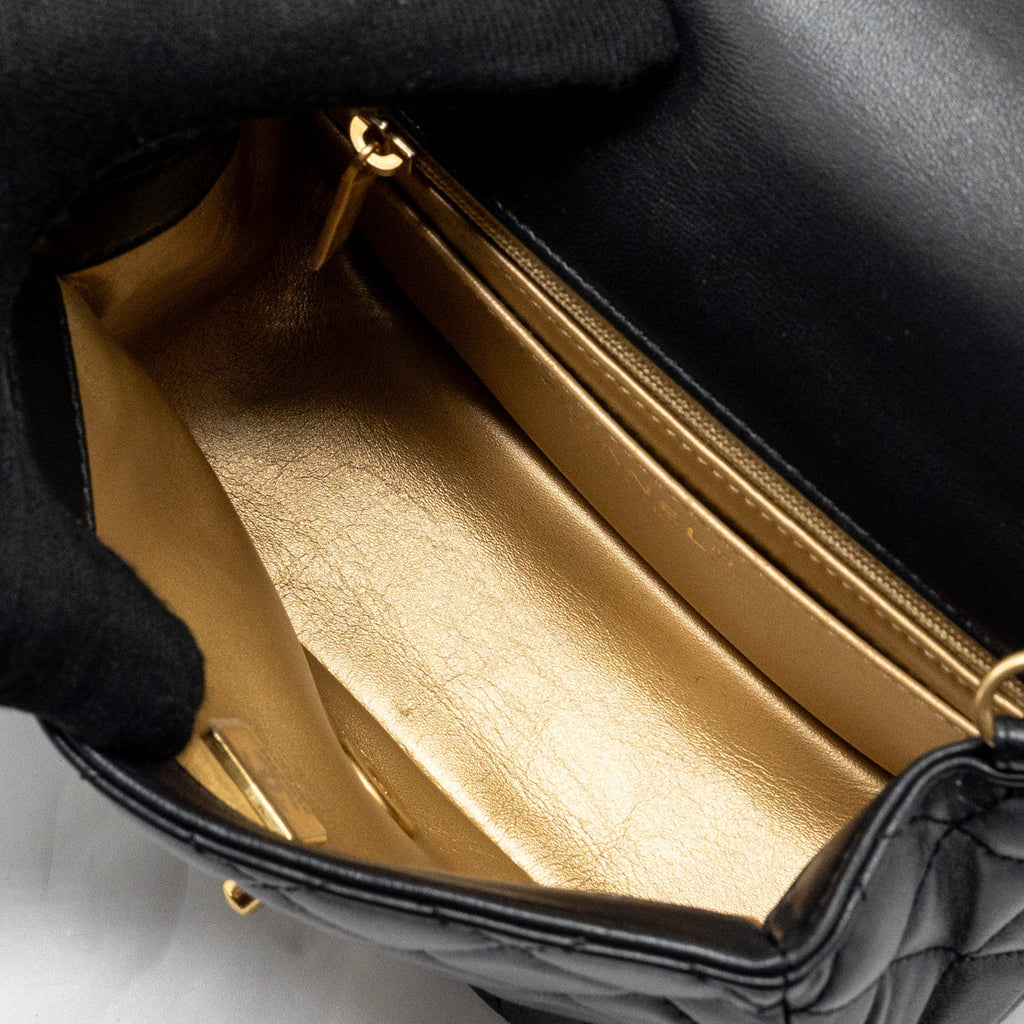CHANEL PEARL CRUSH MINI SQUARE LAMBSKIN BLACK GHW (MICROCHIP)