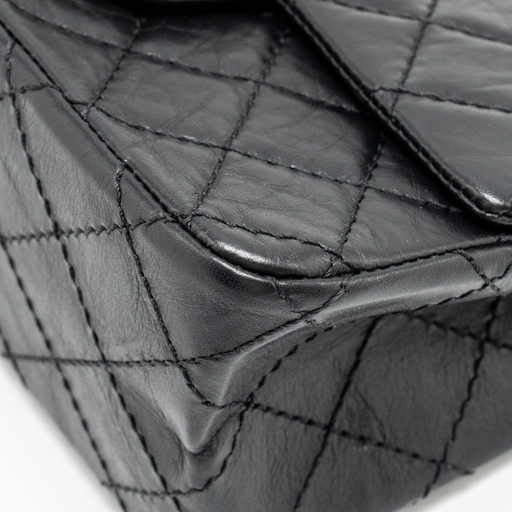 CHANEL MINI 2.55 REISSUE FLAP BAG AGED CALFSKIN BLACK GHW