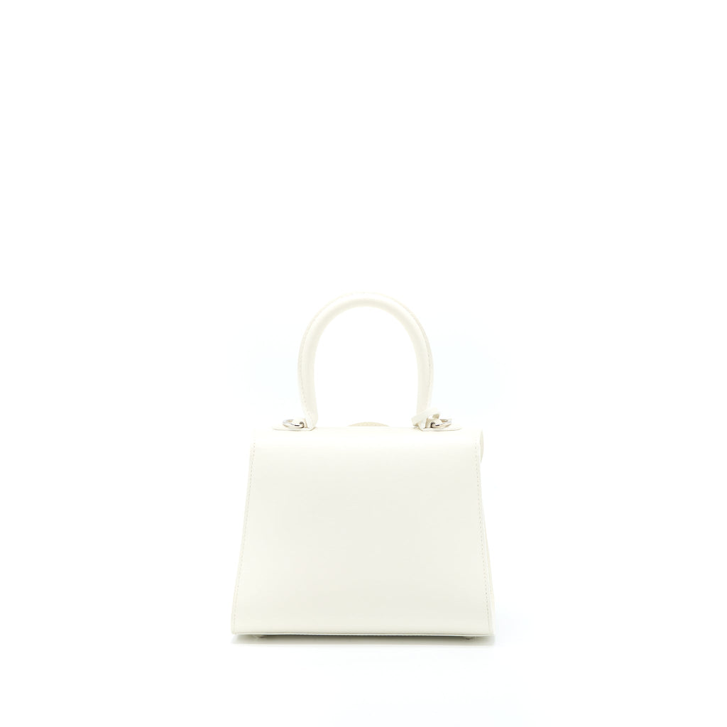 DELVAUX MINI BRILLIANT HANDBAG CALFSKIN WHITE WITH WHITE/SILVER HARDWARE