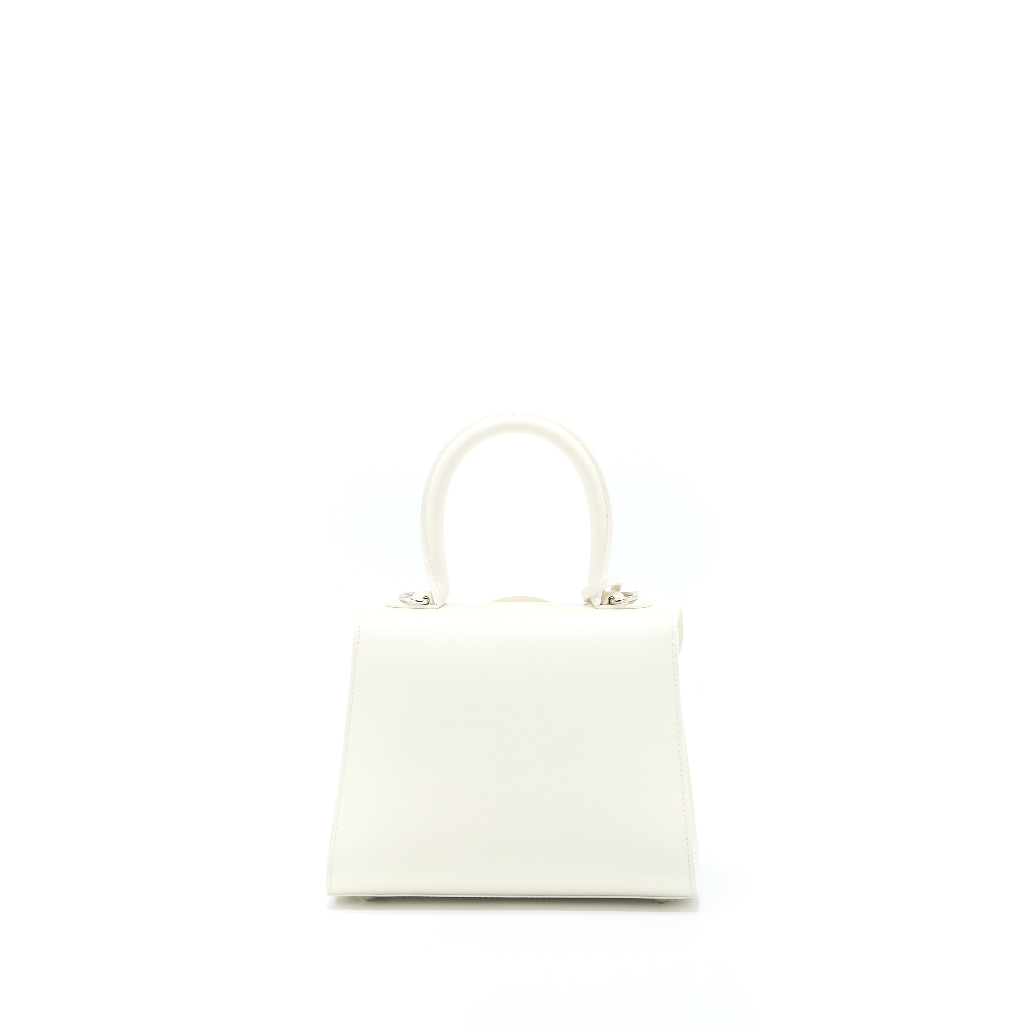DELVAUX MINI BRILLIANT HANDBAG CALFSKIN WHITE WITH WHITE/SILVER HARDWARE