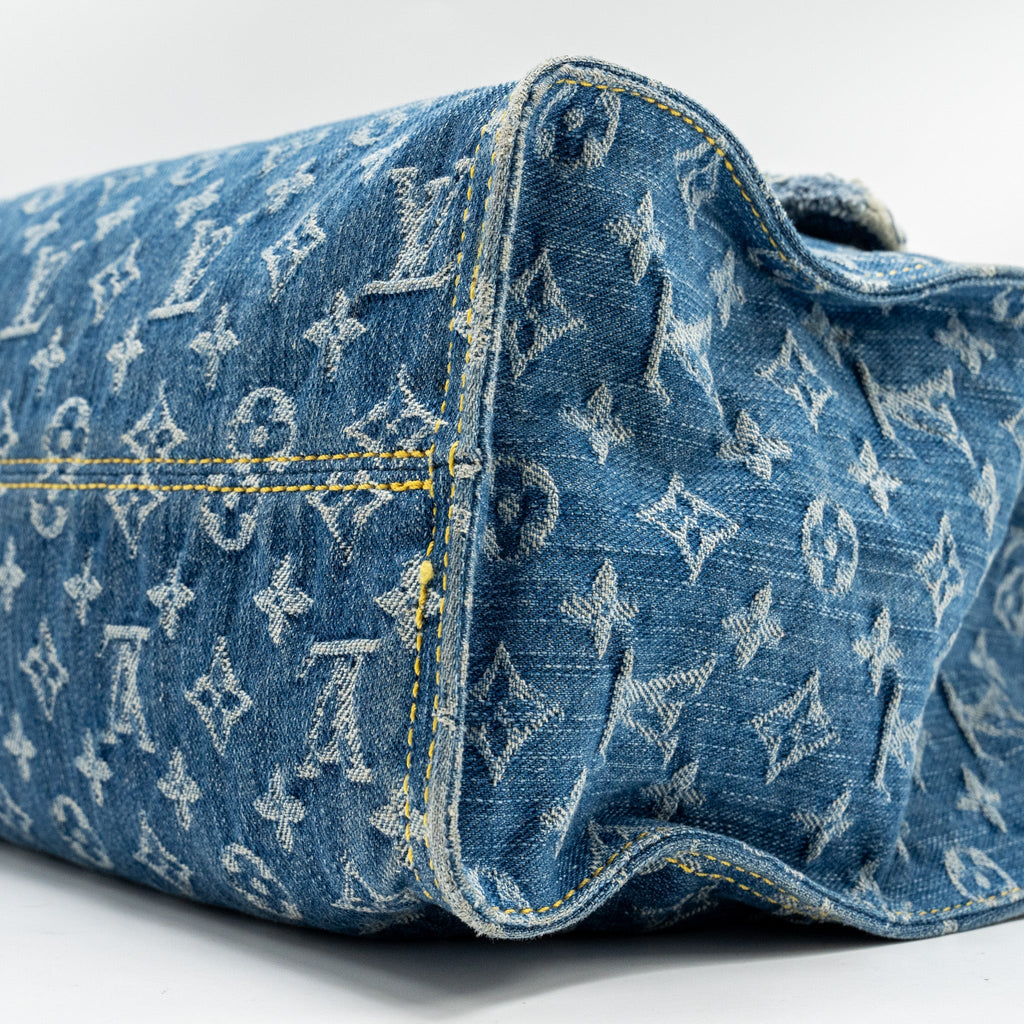 LOUIS VUITTON ONTHEGO MM REMIX MONOGRAM DENIM BLUE GHW