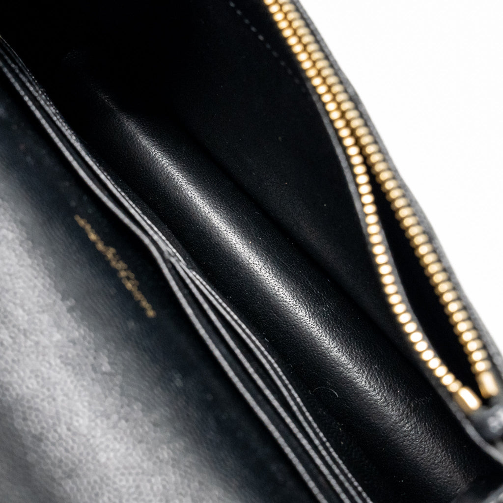 SAINT LAURENT/YSL ENVELOPE CHAIN WALLET GRAINED CALFSKIN BLACK GHW