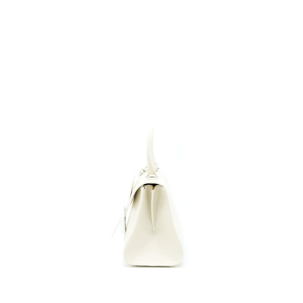 DELVAUX MINI BRILLIANT HANDBAG CALFSKIN WHITE WITH WHITE/SILVER HARDWARE