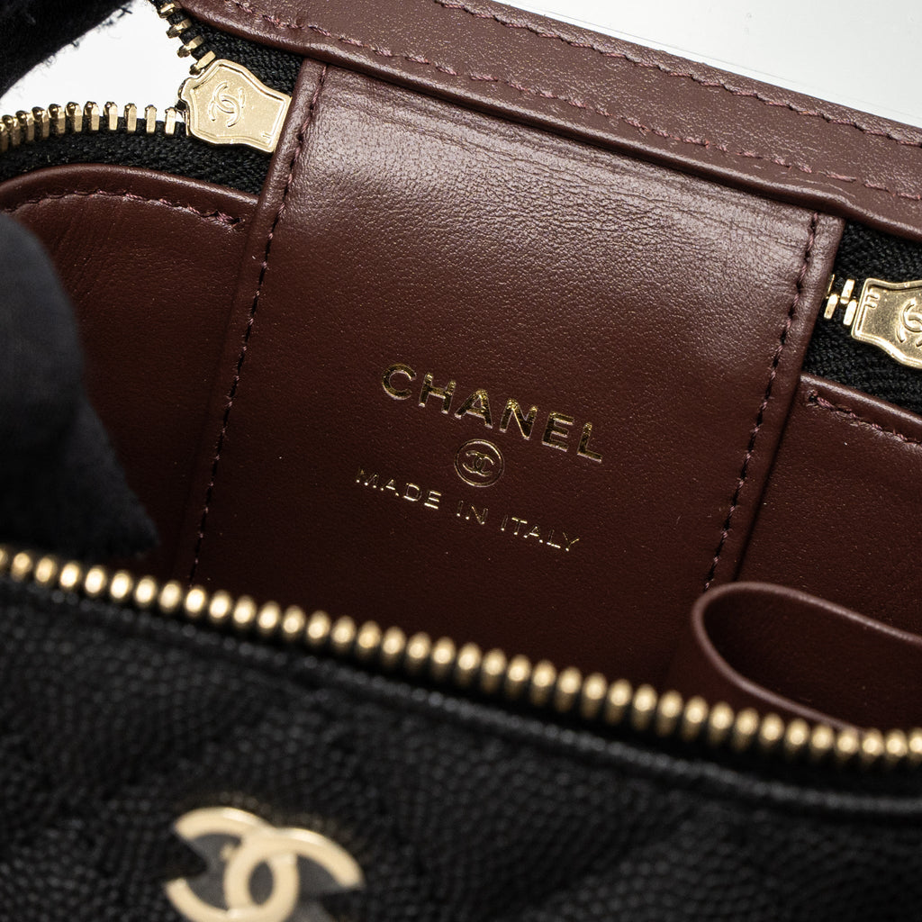 CHANEL MINI VANITY WITH CHAIN CAVIAR BLACK LGHW (MICROCHIP)