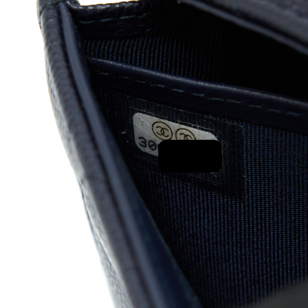 CHANEL CLASSIC FLAP LONG WALLET CAVIAR DARK BLUE LGHW