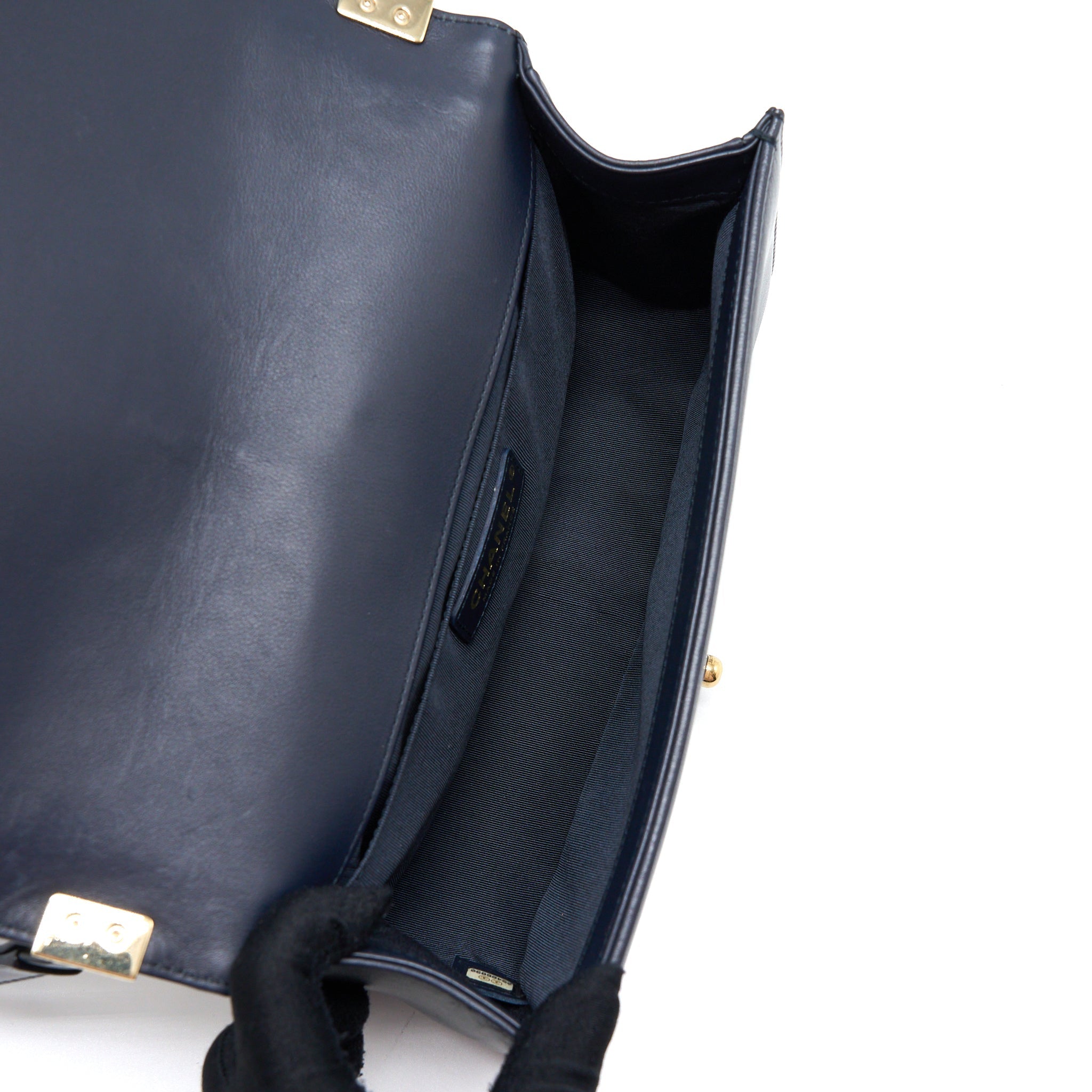 CHANEL MEDIUM BOY BAG CALFSKIN NAVY LGHW