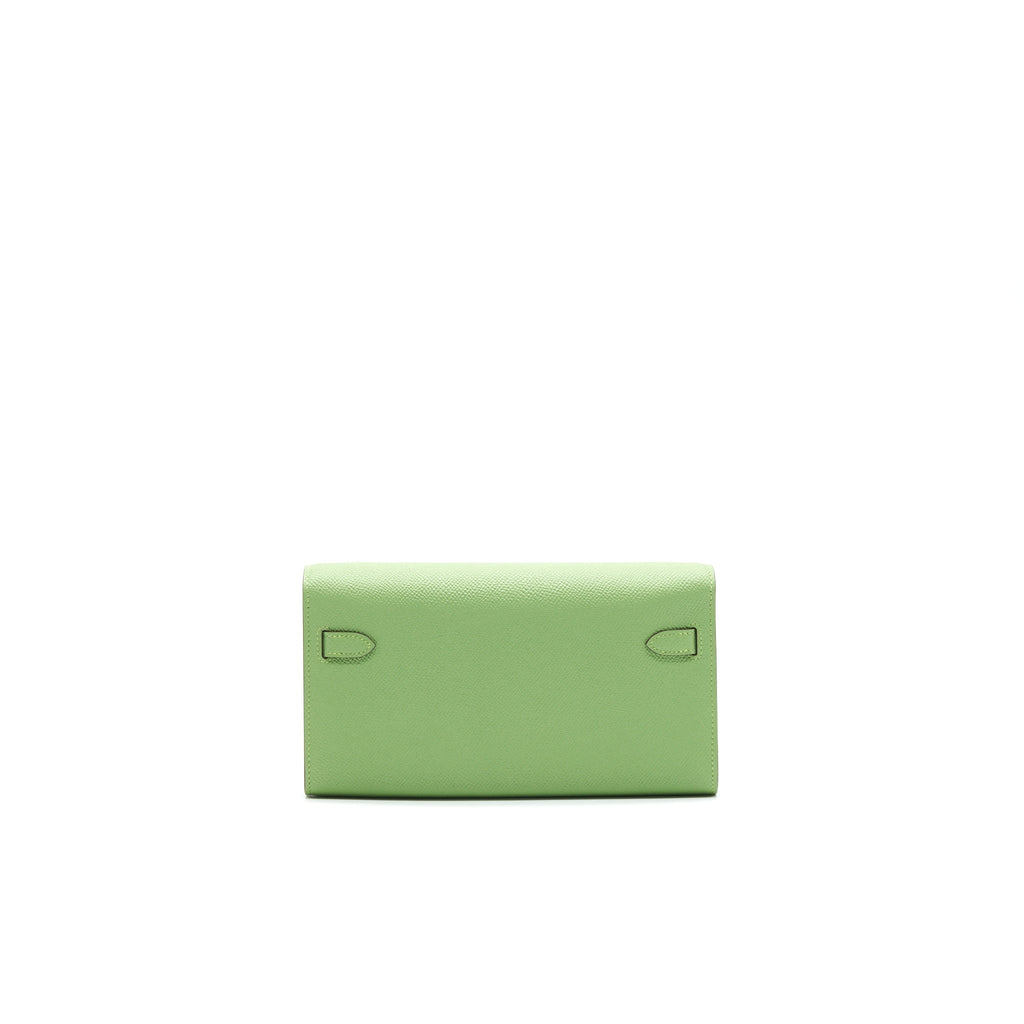HERMES KELLY TO GO VERSO VERT CRIQUET AND BLUE BRUME GHW