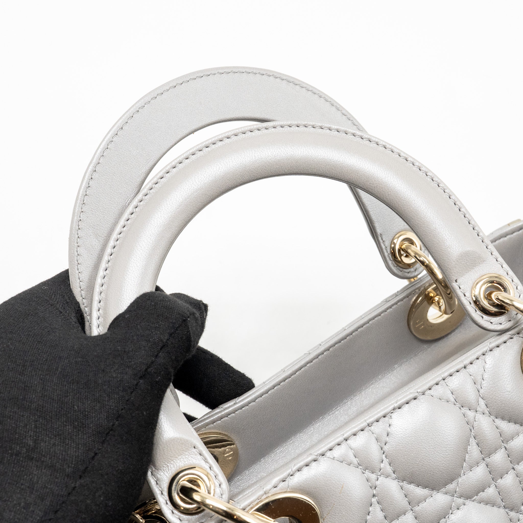 DIOR MEDIUM LADY DIOR LAMBSKIN GREY LGHW