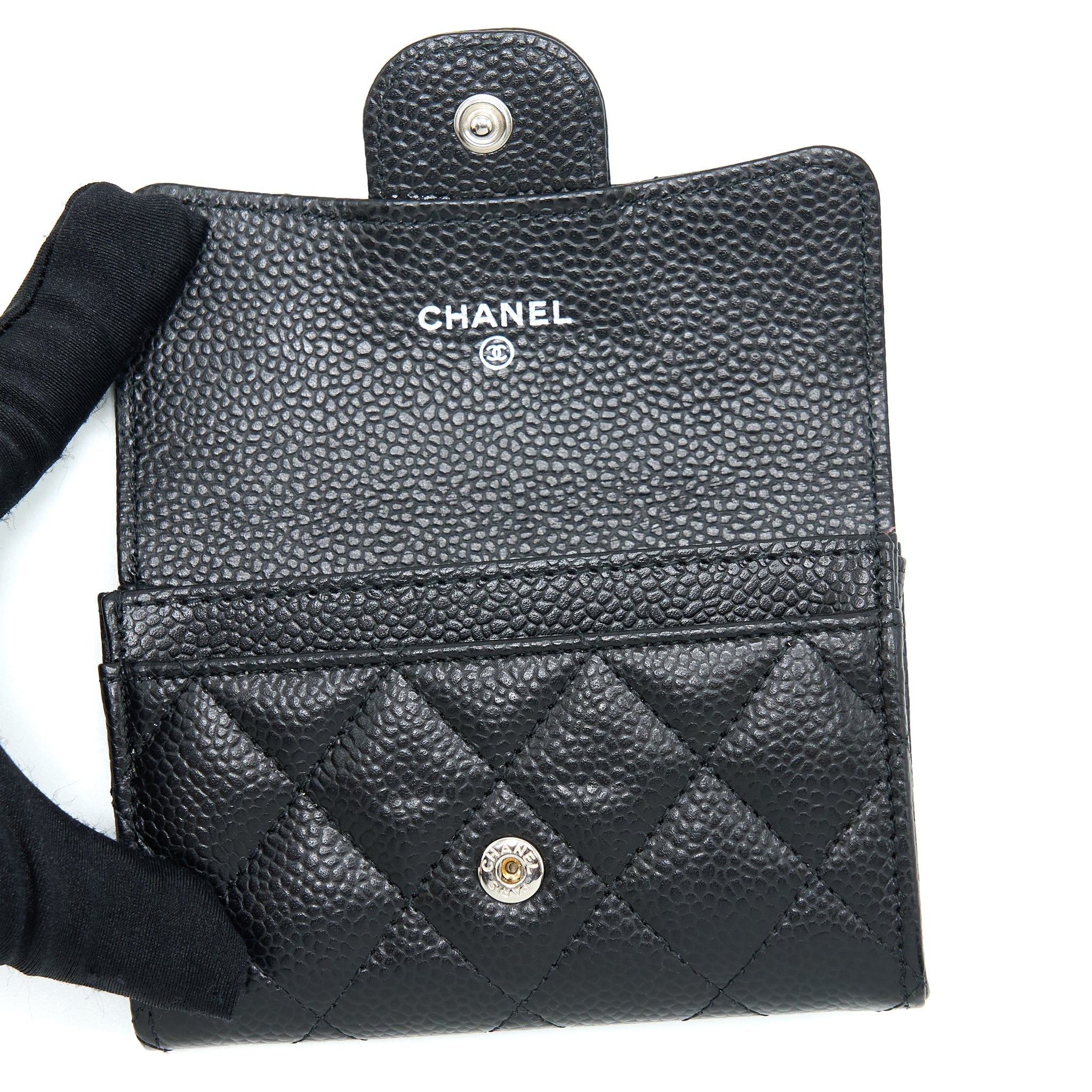 CHANEL CLASSIC FLAP CARD HOLDER CAVIAR BLACK SHW