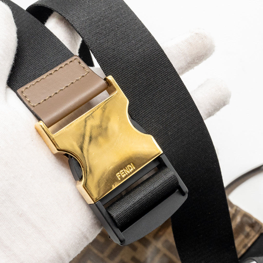 FENDI ROMA FENDI WAIST BAG CANVAS BROWN GHW