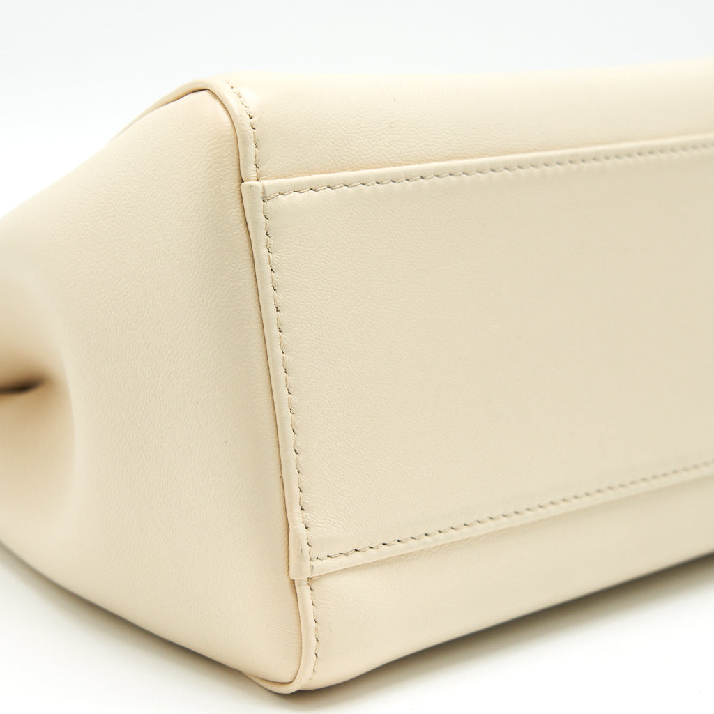 FENDI PEEKABOO MINI HANDLE BAG LAMBSKIN IN CAMELIA/BLACK