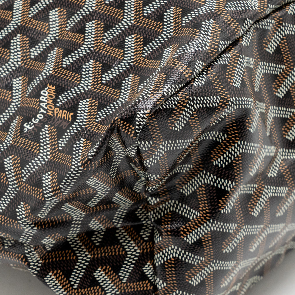 GOYARD SAINT LOUIS PM BAG GOYARDINE CANVAS/CALFSKIN BLACK SHW
