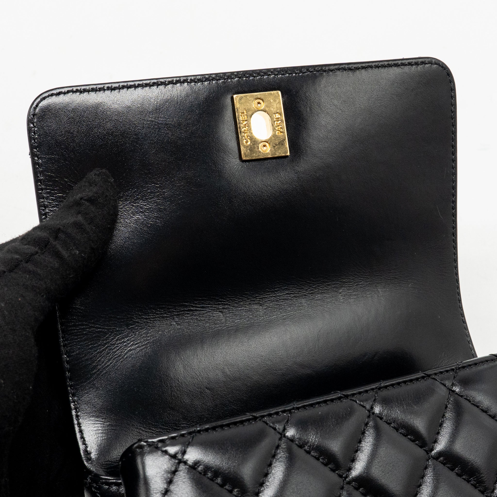 CHANEL METAL TOP HANDLE COCO HANDLE MINI SHINY CALFSKIN BLACK GHW (MICROCHIP)