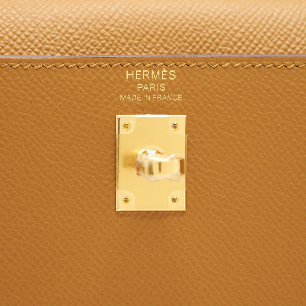 HERMES KELLY 25 SELLIER EPSOM LEATHER SESAME GHW