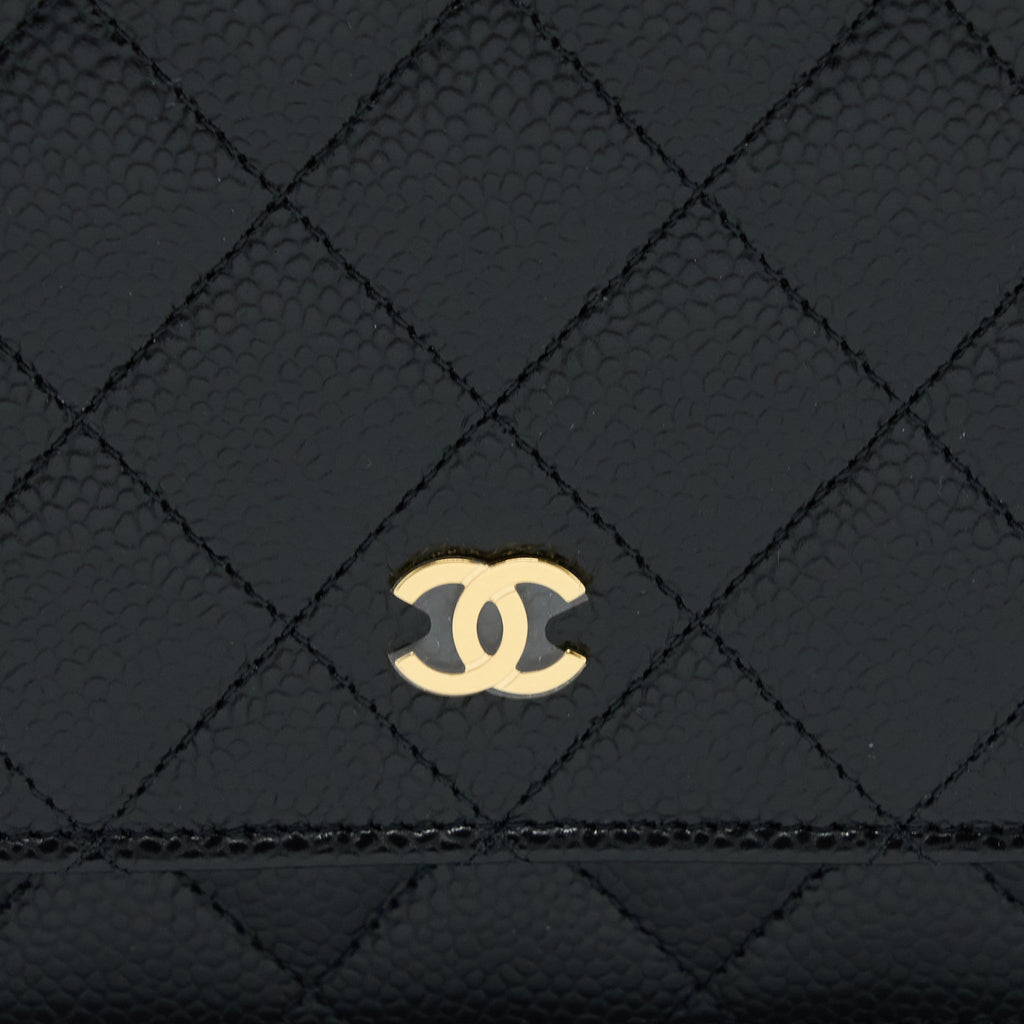 CHANEL CLASSIC WALLET ON CHAIN CAVIAR BLACK GHW (MICROCHIP)