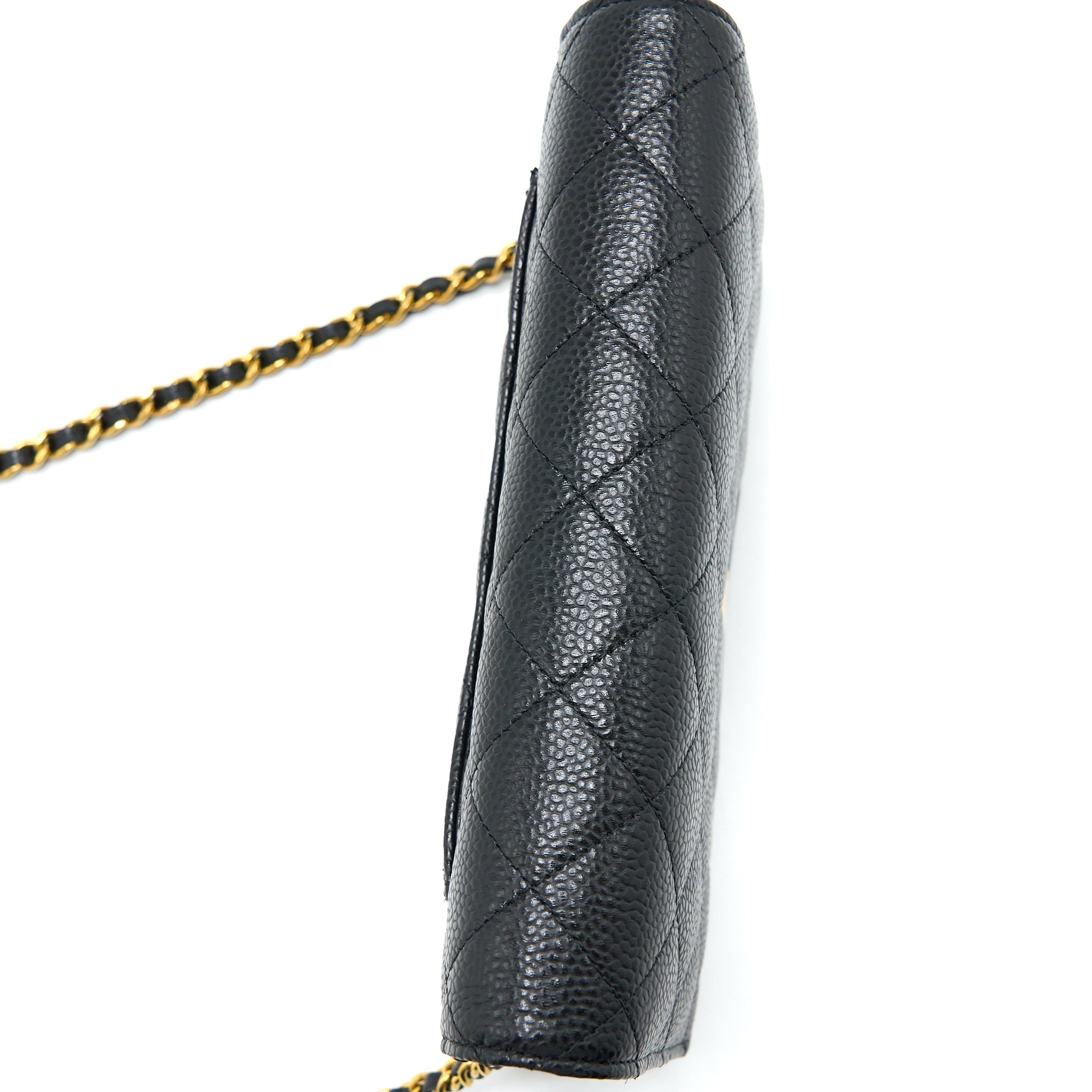 CHANEL CLASSIC WALLET ON CHAIN CAVIAR BLACK GHW (MICROCHIP)