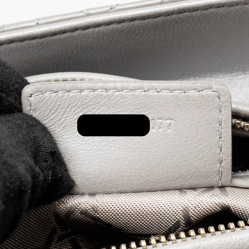 DIOR MEDIUM LADY DIOR LAMBSKIN GREY LGHW