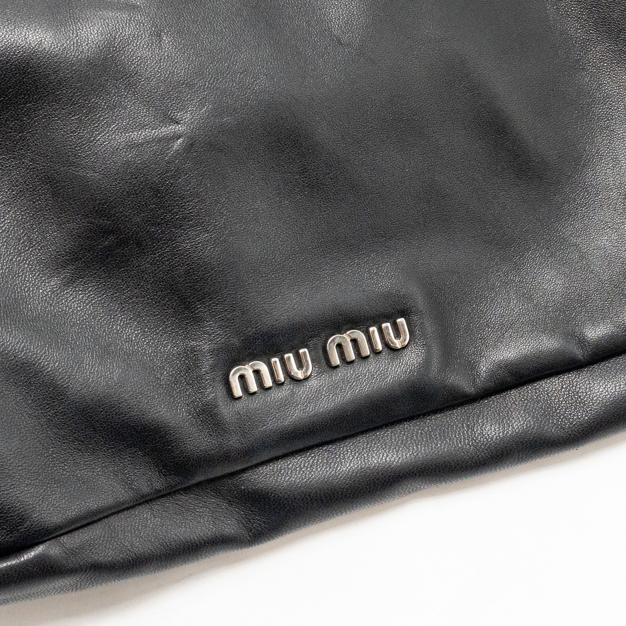 MIU MIU LARGE FLAP SHOULDER BAG LAMBSKIN BLACK SHW
