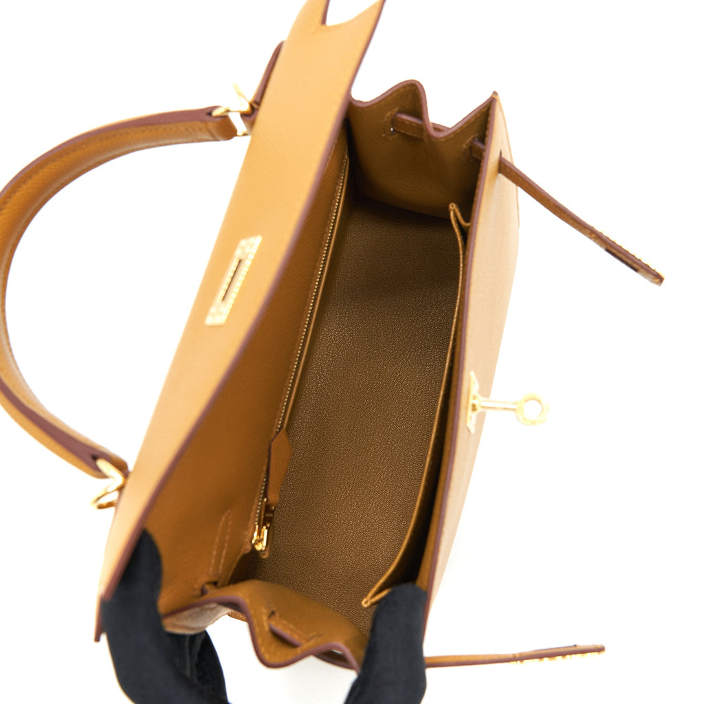 HERMES KELLY 25 SELLIER EPSOM LEATHER SESAME GHW