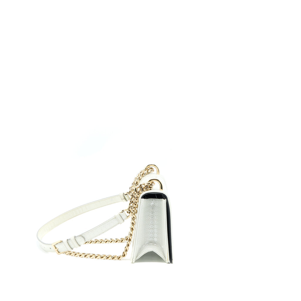 DIOR SMALL DIORMA METALLIC WHITE LGHW