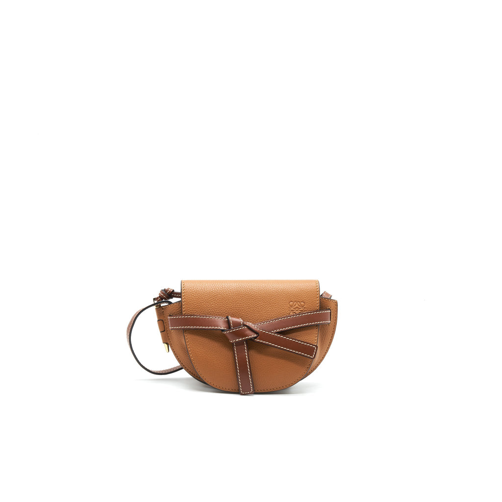 LOEWE GATE MINI LEATHER CROSSBODY BAG TAN