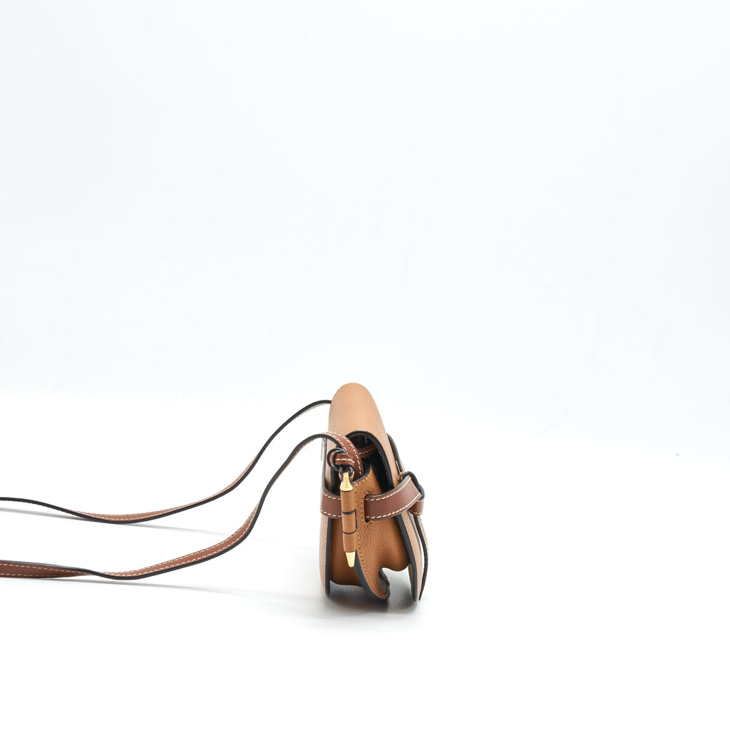 LOEWE GATE MINI LEATHER CROSSBODY BAG TAN