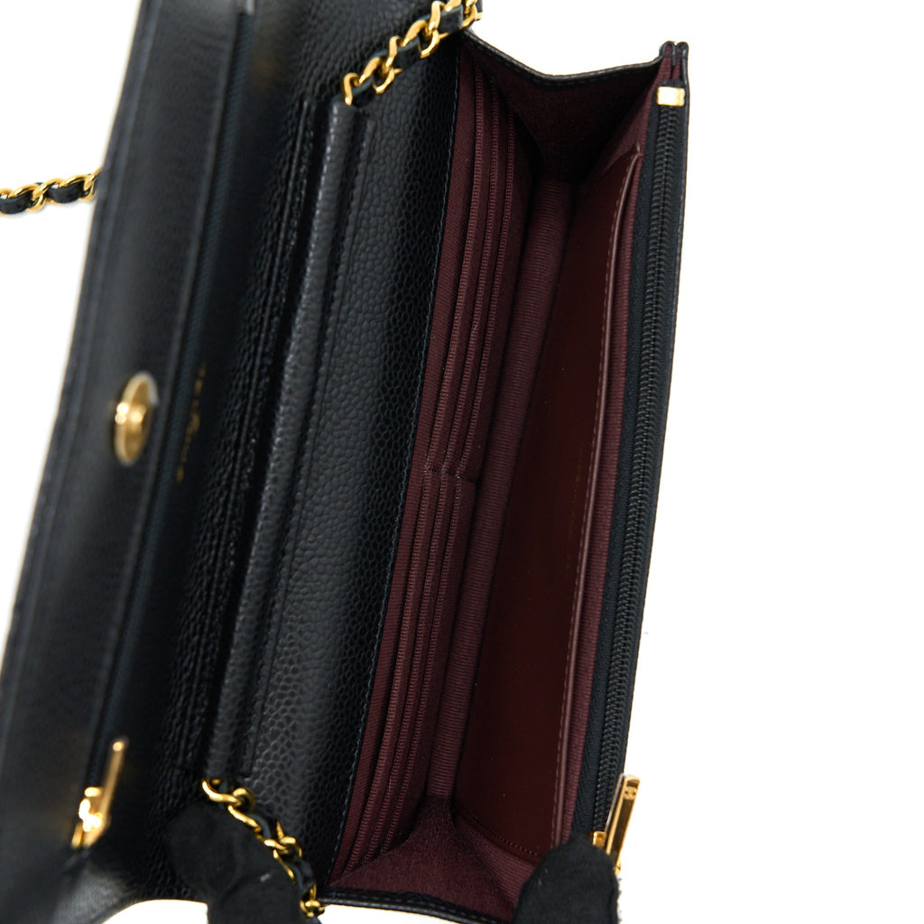CHANEL CLASSIC WALLET ON CHAIN CAVIAR BLACK GHW (MICROCHIP)