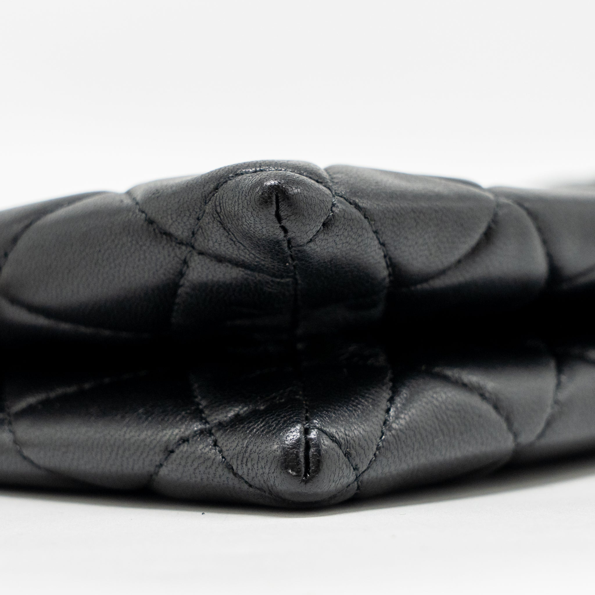CHANEL COCO CHARMS CHAIN QUILTED POUCH BAG LAMBSKIN BLACK LGHW